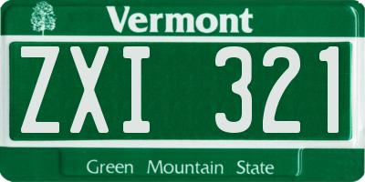 VT license plate ZXI321
