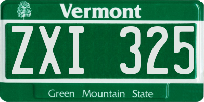 VT license plate ZXI325