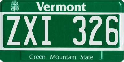VT license plate ZXI326