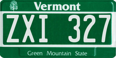 VT license plate ZXI327
