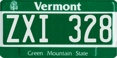VT license plate ZXI328