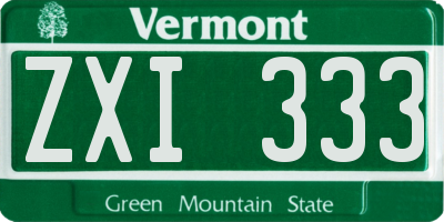 VT license plate ZXI333