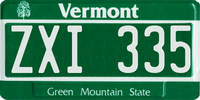 VT license plate ZXI335