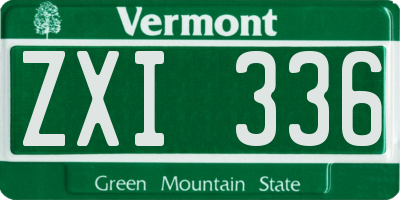 VT license plate ZXI336