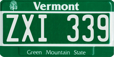VT license plate ZXI339