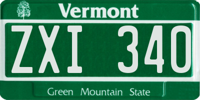 VT license plate ZXI340