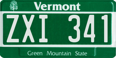 VT license plate ZXI341