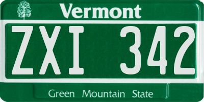 VT license plate ZXI342