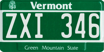 VT license plate ZXI346