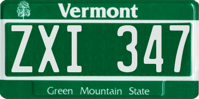 VT license plate ZXI347