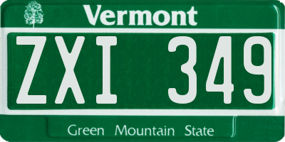 VT license plate ZXI349