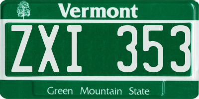 VT license plate ZXI353