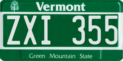 VT license plate ZXI355