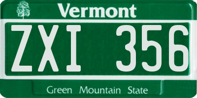 VT license plate ZXI356