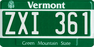 VT license plate ZXI361