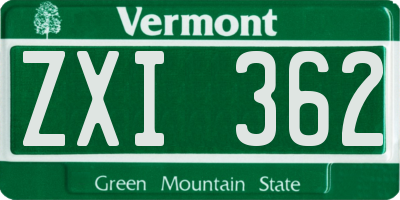 VT license plate ZXI362