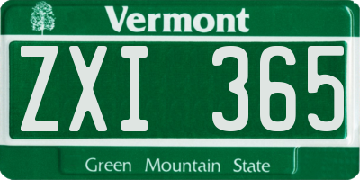 VT license plate ZXI365