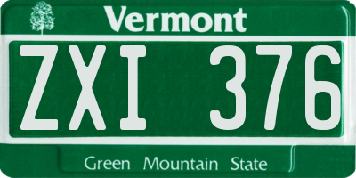 VT license plate ZXI376