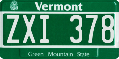 VT license plate ZXI378
