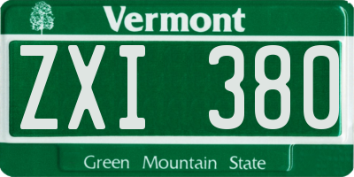 VT license plate ZXI380