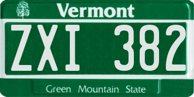 VT license plate ZXI382