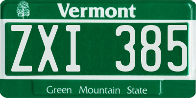 VT license plate ZXI385