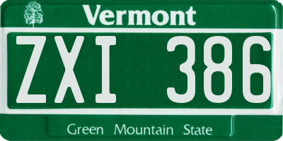 VT license plate ZXI386