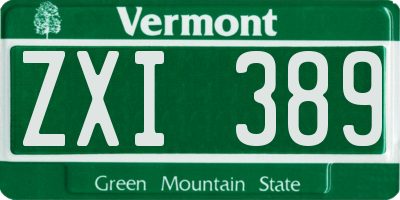 VT license plate ZXI389