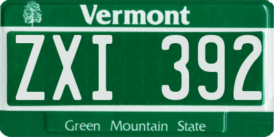 VT license plate ZXI392