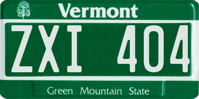 VT license plate ZXI404