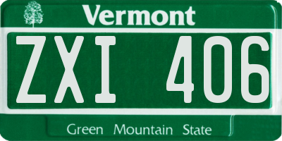 VT license plate ZXI406