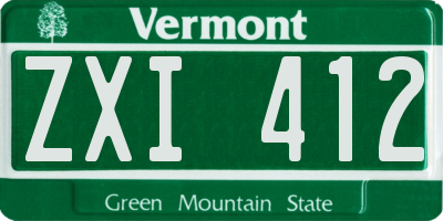 VT license plate ZXI412