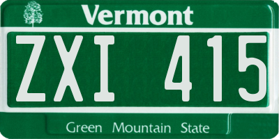VT license plate ZXI415