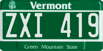 VT license plate ZXI419