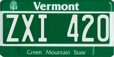 VT license plate ZXI420