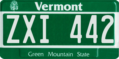 VT license plate ZXI442