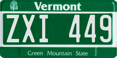 VT license plate ZXI449