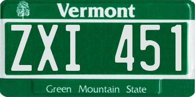 VT license plate ZXI451