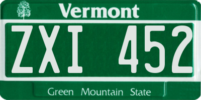 VT license plate ZXI452