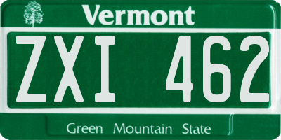 VT license plate ZXI462
