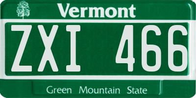 VT license plate ZXI466