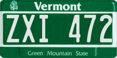 VT license plate ZXI472