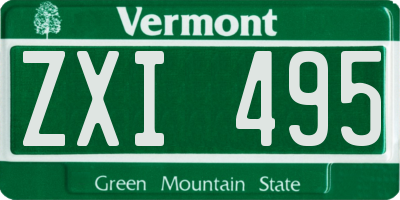 VT license plate ZXI495