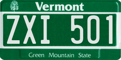 VT license plate ZXI501