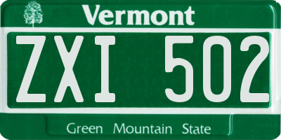 VT license plate ZXI502