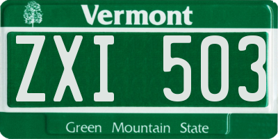 VT license plate ZXI503