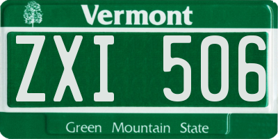 VT license plate ZXI506