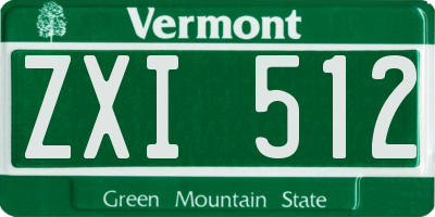 VT license plate ZXI512