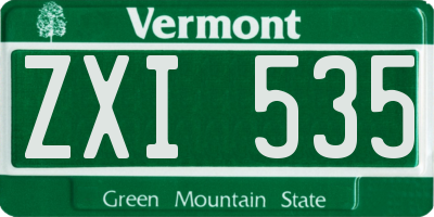 VT license plate ZXI535