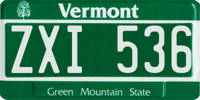 VT license plate ZXI536